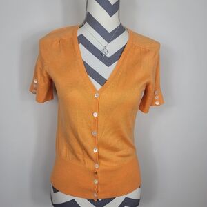 Silk Cashmere Sz S Sweater Top Orange Women Career Short Sleeve Banana Republic